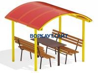 Стол и лавки под навесом МАФ 4005 в Магадане Стол и лавки под навесом МАФ 4005 в Магадане