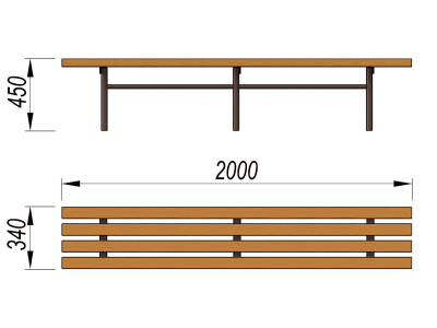Двухметровая лавочка без спинки 2 м МАФ 1602 в Магадане