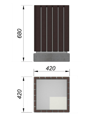 Урна деревянная квадратная с бетонным основанием МАФ 1633 в Магадане