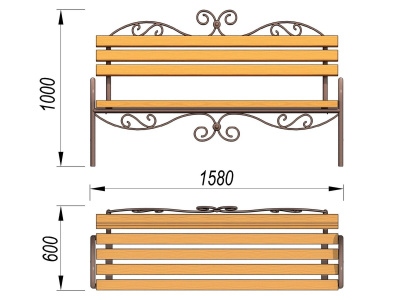 Лавочка кованная МАФ 1606 в Магадане