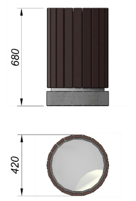 Урна деревянная круглая с бетонным основанием МАФ 1632 в Магадане
