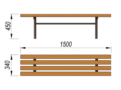 Лавочка без спинки МАФ 1601 в Магадане