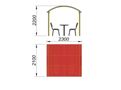 Стол и лавки под навесом МАФ 4005 в Магадане
