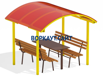 Стол и лавки под навесом МАФ 4005 в Магадане