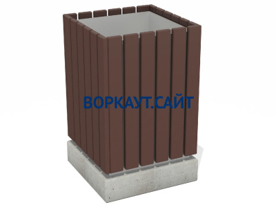 Урна деревянная квадратная с бетонным основанием МАФ 1633 в Магадане